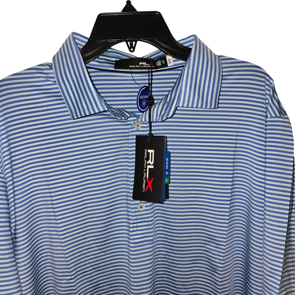 RLX Ralph Lauren Men's XL Striped Golf Polo‎ Shirt, New with Tags MSRP $110